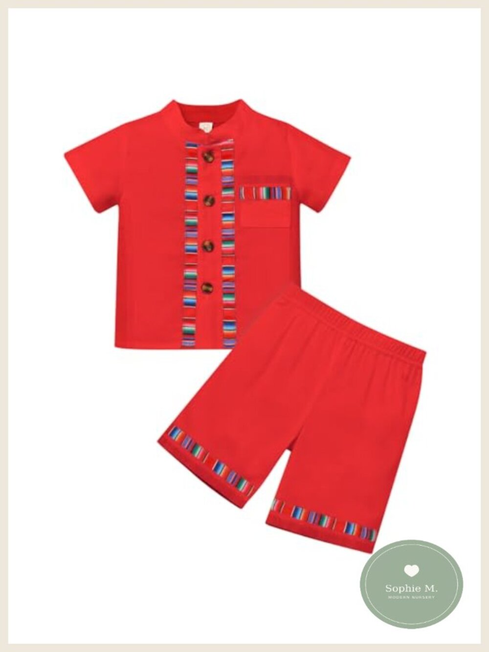 Toddler Boy Mexican Guayabera Set Short Sleeve Button Down Embroidered Shirt &